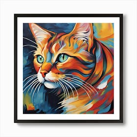 Colorful Cat Painting Art Print