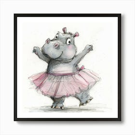 Ballerina Hippo 1 Art Print