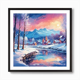 Warm Winter Village Art Print