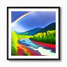 Rainbow Over River 1 Art Print