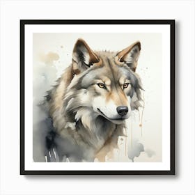 Default Create A Simple Watercolor Of A Wolf Using Neutral And 3 Art Print