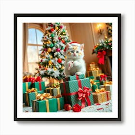 Flux Schnell A Majestic Snowflaked Christmas Tree Stands Tall Art Print