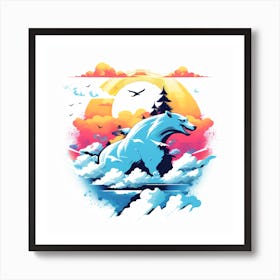 Polar Bear In The Clouds Art Print