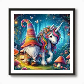 Unicorn And Gnome Art Print