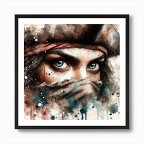 Watercolor Pirate Woman #1 Art Print