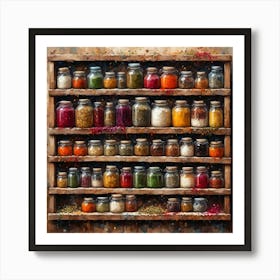 Spices Arranged On The Shelf Art Print