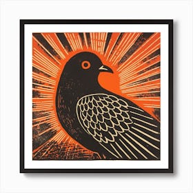 Retro Bird Lithograph Pigeon 4 Art Print