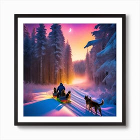 Sled Dogs In The Snow 2 Art Print