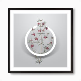 Vintage Heath Mirbelia Branch Minimalist Flower Geometric Circle on Soft Gray n.0477 Art Print