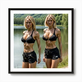 Two Beautiful Women In Bikinis Art Print