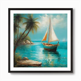 Sailboat On The Beach Art Print