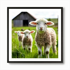 Lambs On A Farm Art Print