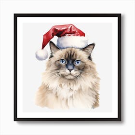 Santa Claus Cat 13 Art Print