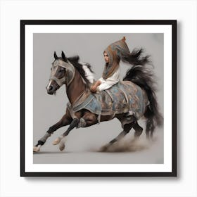 Woman Riding A Horse Art Print