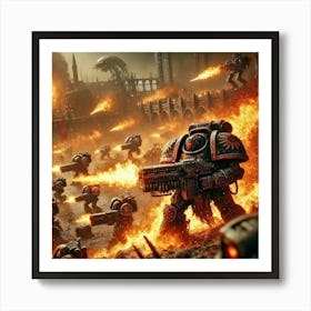 Flamecasters Blocking Asterian Machines Art Print