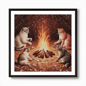 Gambling Cats Mosaic Art Print