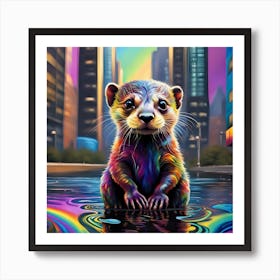 Rainbow Otter 2 Art Print