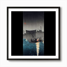 Night At The Harbor Art Print