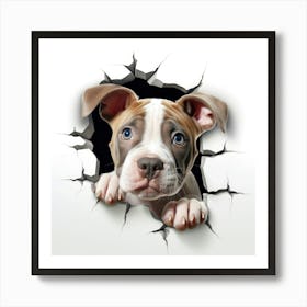 Dog Peeking Through A Hole 3 Art Print