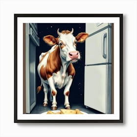 Cow In The Kitchen 1 Art Print