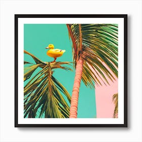 Duck On Top Of A Palm Tree Art Print