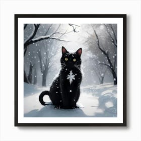 a black kitten called snowflake Art Print