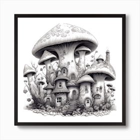 Mushroom Village Art Print