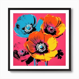 Andy Warhol Style Pop Art Flowers Anemone 4 Square Art Print