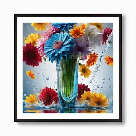 Colorful Flowers In A Vase 27 Art Print