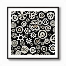 Cogs On A Black Background Poster