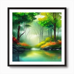 Forest Landscape Painting Art Print