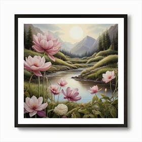 Lotus By The River Art Print