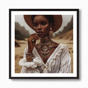 African Woman In A Hat Art Print