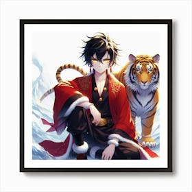 Tiger And Boy Art Print