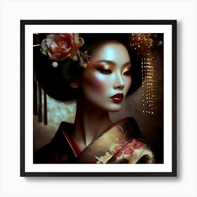 Japan Traditional Geisha Illustration By Ad 185 Art Print