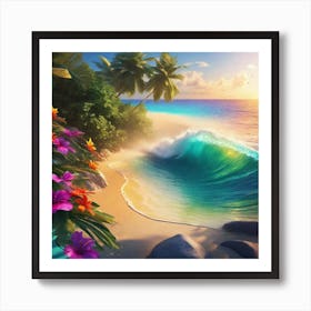 Beach At Sunset Art Print