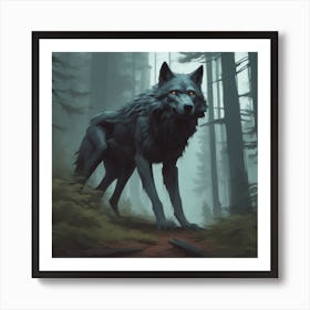 Wolf In The Woods 53 Art Print