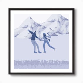 Ice Skating Couple Art Print