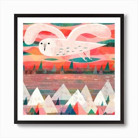 White Owl Square Art Print