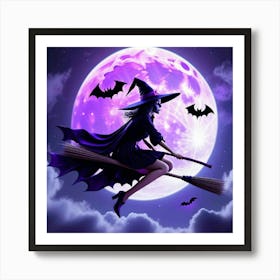 Witch On A Broom 2 Art Print