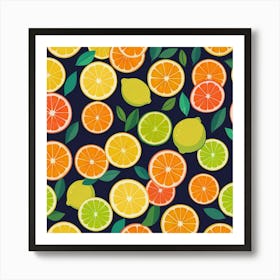 Oranges And Lemons Seamless Pattern Póster