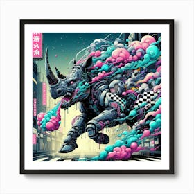 Rhino - Cityscape Art Print