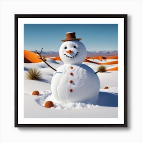 Snowman In The Desert 1 Art Print