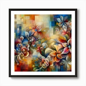 Flowers oil painting abstract painting art 2 Art Print