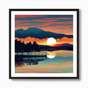 Sunset Over Lake 34 Art Print