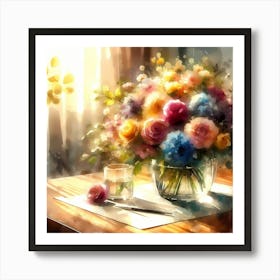 Watercolor Of Flowers Art Print