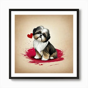 Lover shihtzu dog, heart Art Print