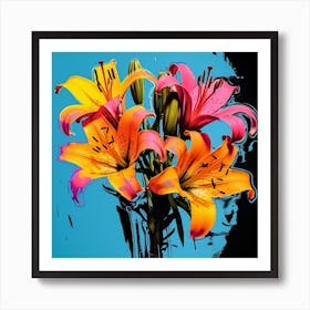 Andy Warhol Style Pop Art Flowers Lily 3 Square Art Print