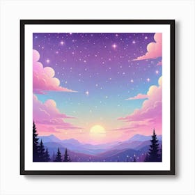 Sky With Twinkling Stars In Pastel Colors Square Composition 273 Art Print