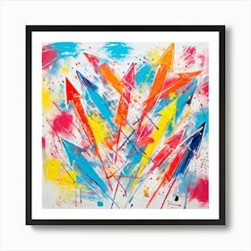 Chalk And Crayon Doodle Arrows Scribbling Across A Playful Canvas Mixing Vibrant Hues And Stark Wh (1) Art Print